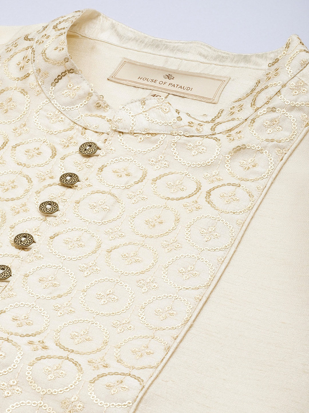 House of Pataudi Ethnic Motifs Yoke Design Sequinned Jashn Kurta - Distacart
