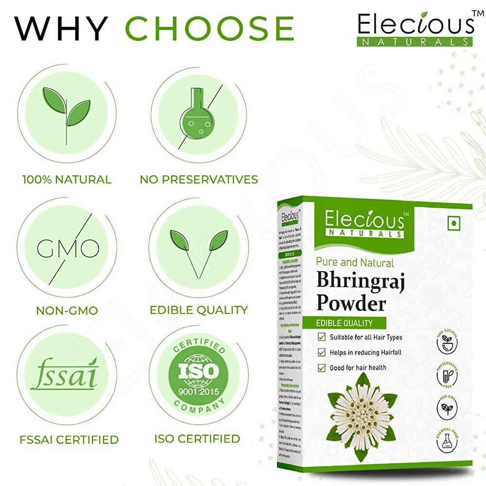 Elecious Naturals Bhringraj Powder For Hair Growth - Distacart