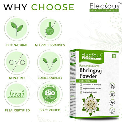 Elecious Naturals Bhringraj Powder For Hair Growth - Distacart