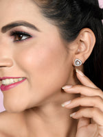 Thumbnail for Shoshaa Set of 2 Silver-Toned Ad Stones Contemporary Studs Earrings - Distacart