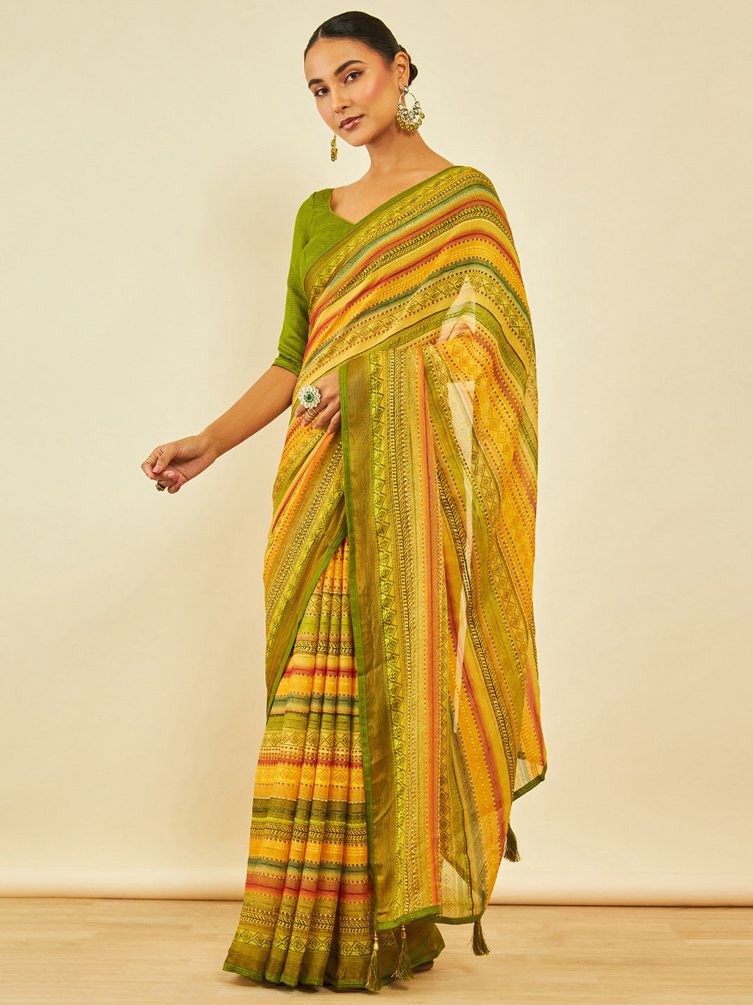 Soch Striped Saree - Distacart