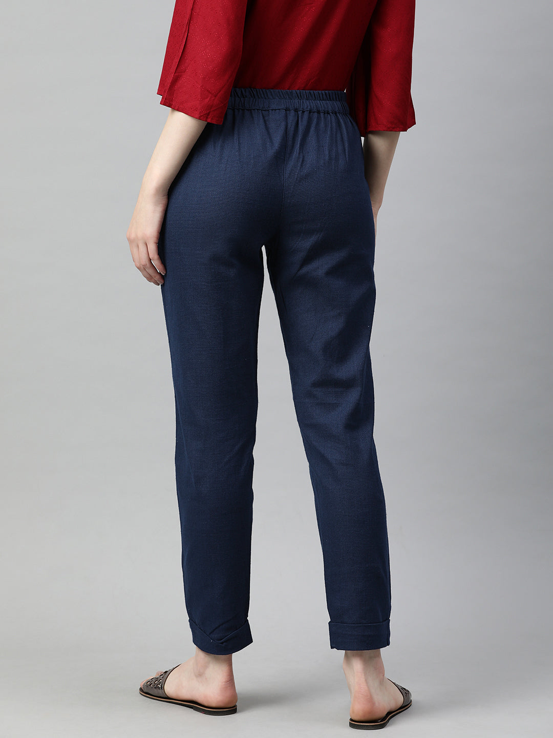Jaipur Kurti Women Navy Blue Trousers - Distacart