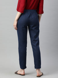 Thumbnail for Jaipur Kurti Women Navy Blue Trousers - Distacart