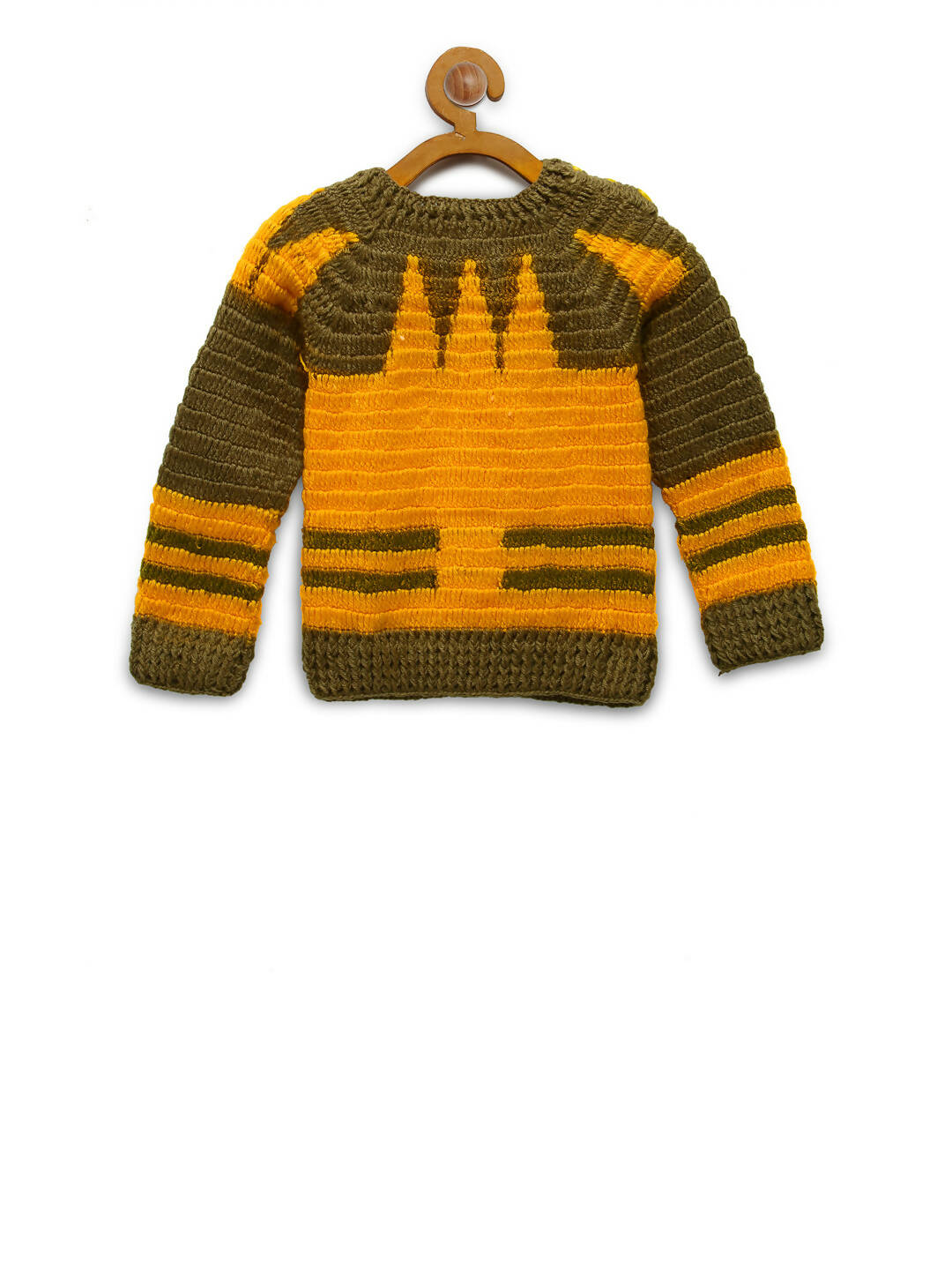 Chutput Kids Woollen Hand Knitted Lion Design Sweater For Baby Boys - Yellow - Distacart