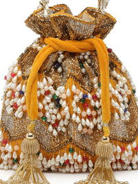 Thumbnail for Anekaant Embellished Tasselled Potli Clutch - Distacart