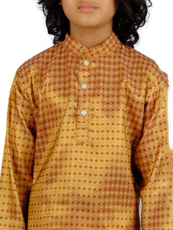 Sethukrishna Boys Yellow & Red Printed Kurta with Dhoti Pants - Distacart
