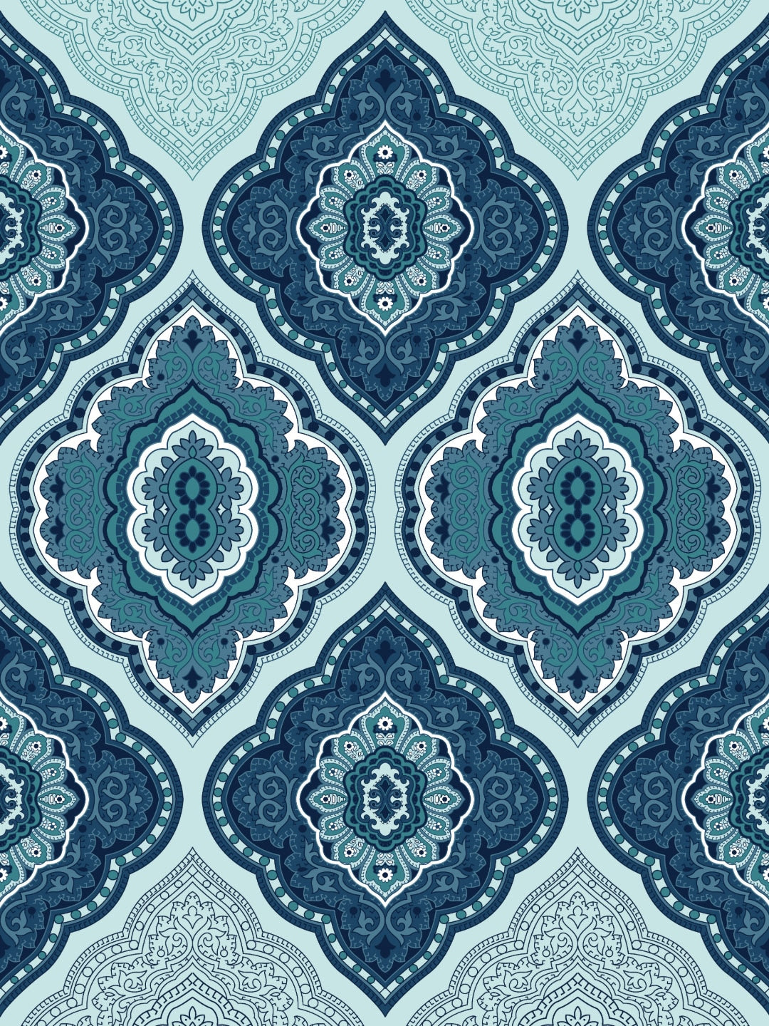 Dreamscape Blue Ethnic 144 TC Cotton Bedsheet with Reversible Pillow Covers - Distacart
