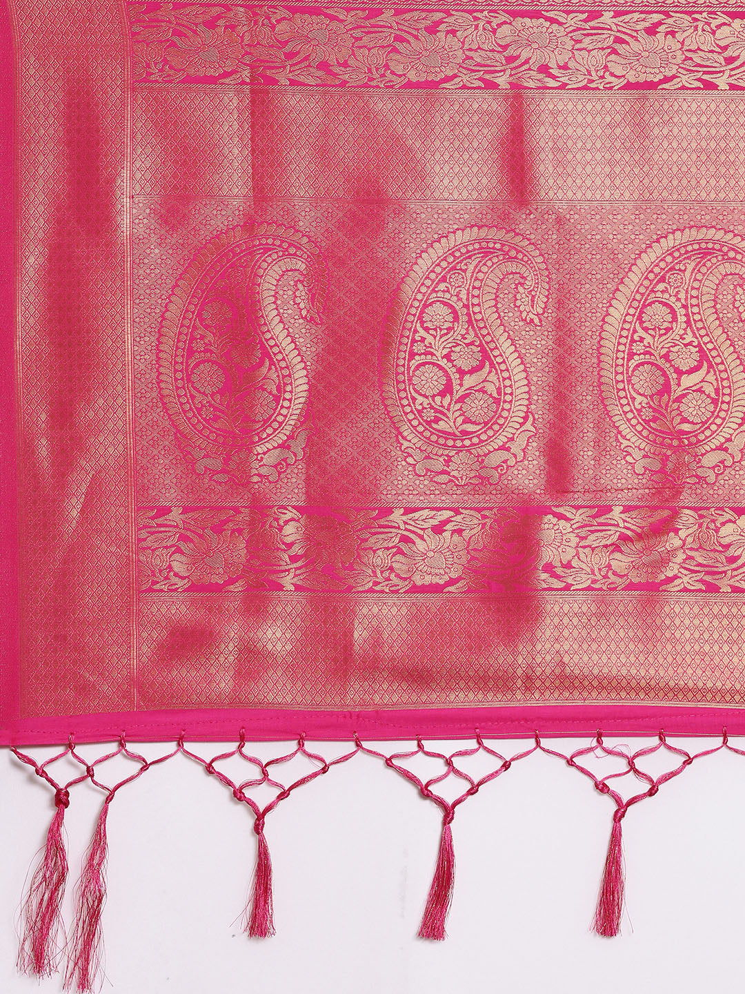Saree Mall Pink Ethnic Motifs Zari Silk Blend Banarasi Saree For Women - Distacart