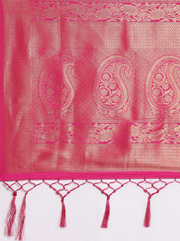 Thumbnail for Saree Mall Pink Ethnic Motifs Zari Silk Blend Banarasi Saree For Women - Distacart