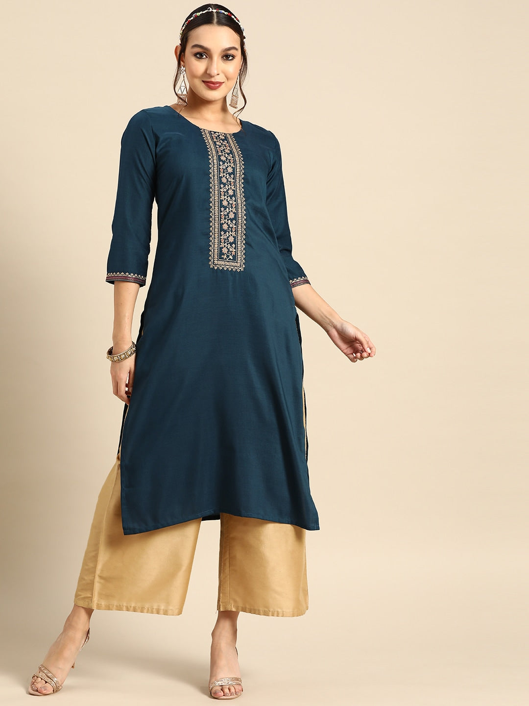 Sangria Women Embroidered Floral Kurta - Distacart