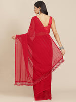 Thumbnail for Tikhi Imli Red Striped Saree - Distacart