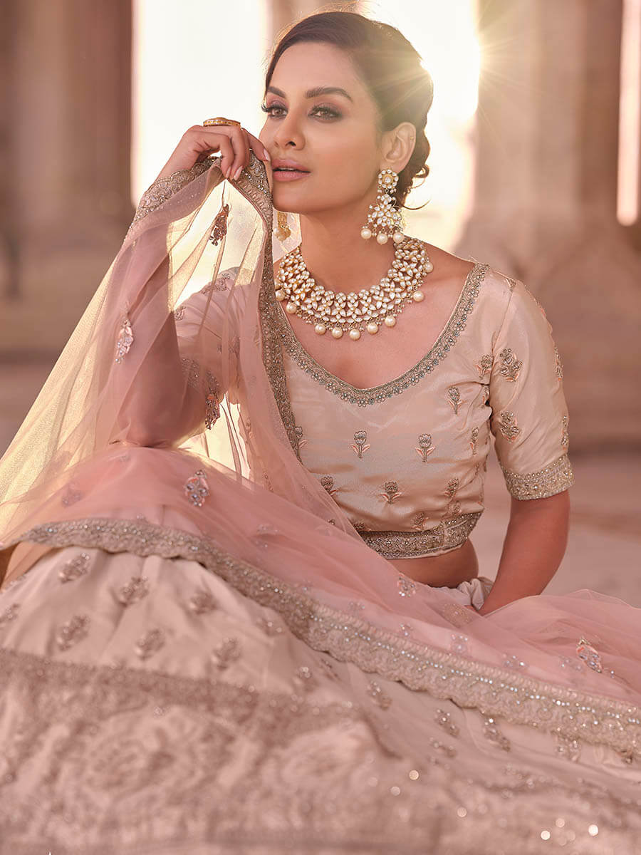 Myra Peach Embroidered Designer Lehenga Choli - Distacart