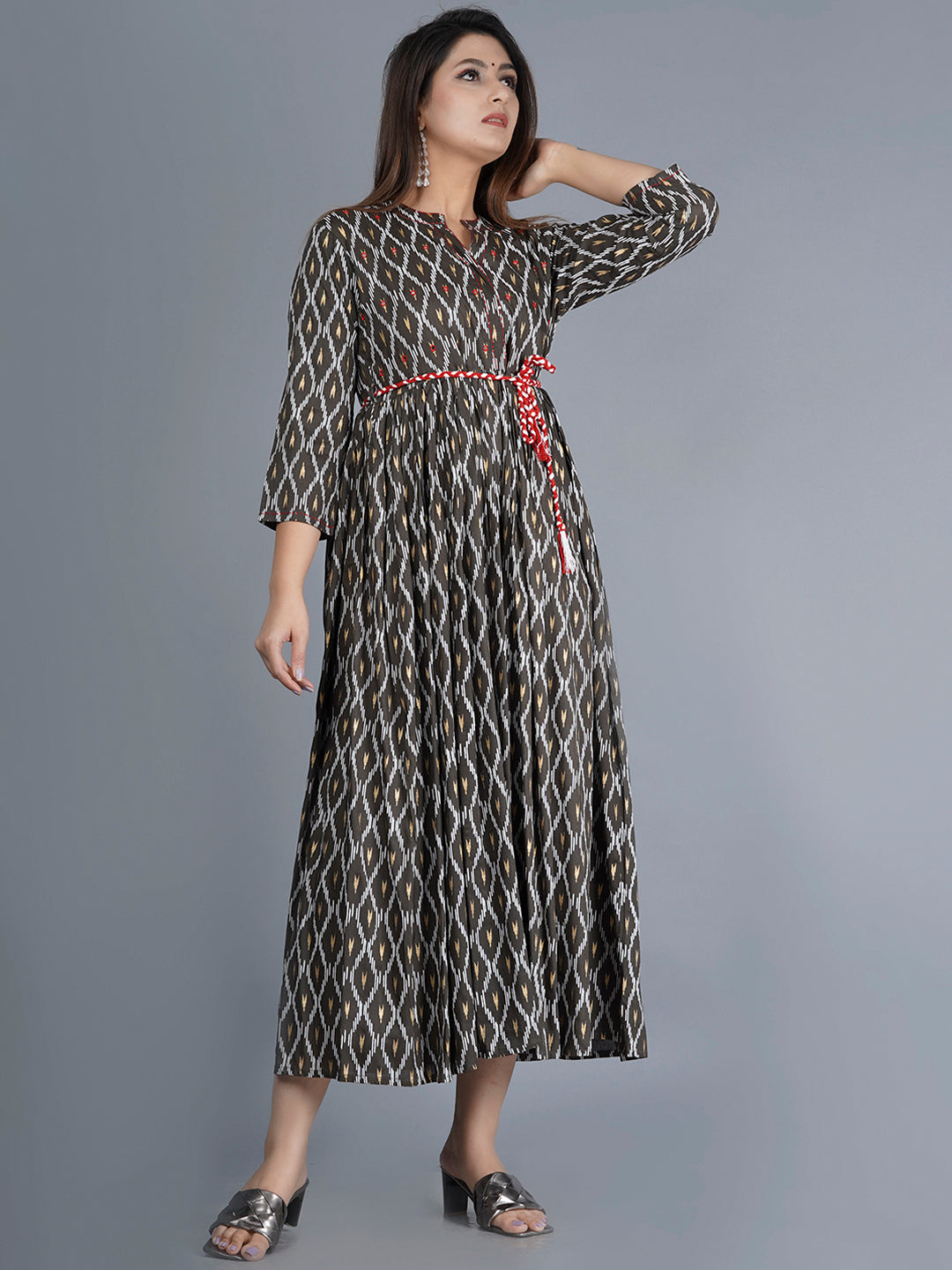 Kalini Women Brown Ethnic Motifs Printed Kurta - Distacart