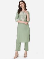 Thumbnail for HERE&NOW Ethnic Motifs Yoke Design Kurta with Trousers - Distacart