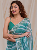 Thumbnail for Koskii Striped Embroidered Saree - Distacart