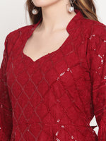 Thumbnail for Kalini Women Embellished Sequined Flared Sleeves Cotton Anarkali Kurta - Distacart