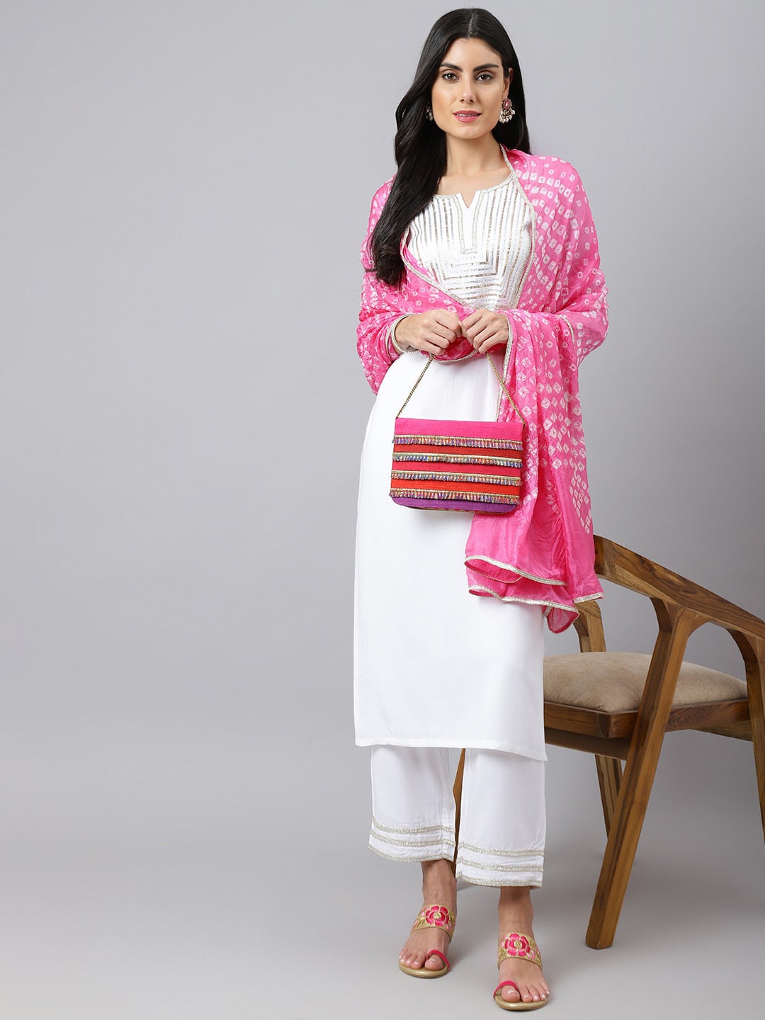 Khushal K Women Yoke Design Gotta Patti Kurta with Palazzos & Dupatta - Distacart