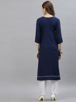 Thumbnail for Kalini Women Blue Poly Viscose Rayon Embroidered Kurta - Distacart