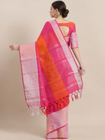 Thumbnail for Saree Mall Pink & Orange Checked Saree - Distacart