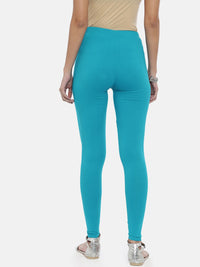 Thumbnail for Souchii Turquoise Blue Solid Slim-Fit Ankle-Length Leggings - Distacart