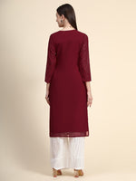 Thumbnail for Kalini Paisley Embroidered Chikankari Georgette Straight Regular Kurta - Distacart