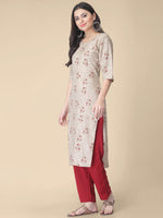Thumbnail for Kalini Floral Printed Round Neck Kurta with Trousers - Distacart