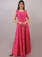 Thumbnail for Kalini Women Pink Bandhani Printed Anarkali Kurta - Distacart