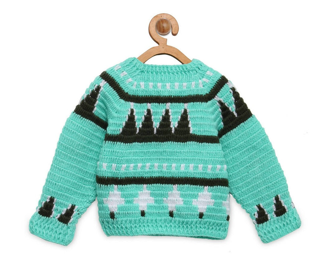 Chutput Kids Green Coloured Solid Pullover For Baby Boys with Field Detail - Distacart