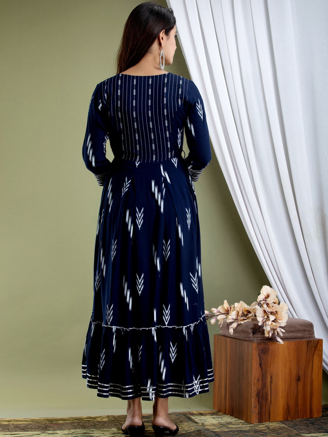 Kalini Women Navy Blue Printed Anarkali Kurta - Distacart