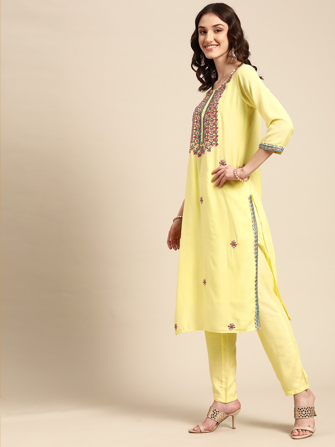 Sangria Women Ethnic Motifs Embroidered Kurta With Trousers & Dupatta - Distacart