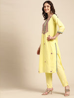 Thumbnail for Sangria Women Ethnic Motifs Embroidered Kurta With Trousers & Dupatta - Distacart
