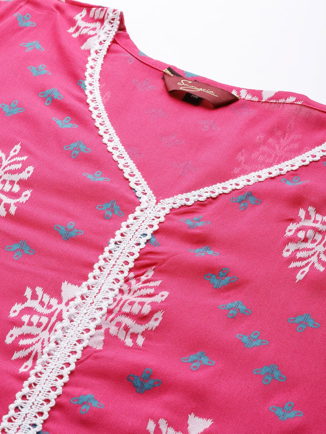 Sangria Ethnic Motifs Printed Pure Cotton Kurta with Palazzos - Distacart