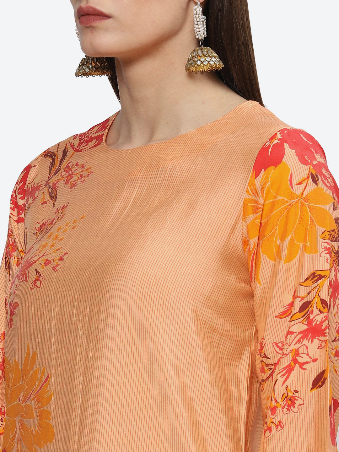 Biba Floral Printed A-Line Kurta with Palazzos - Distacart