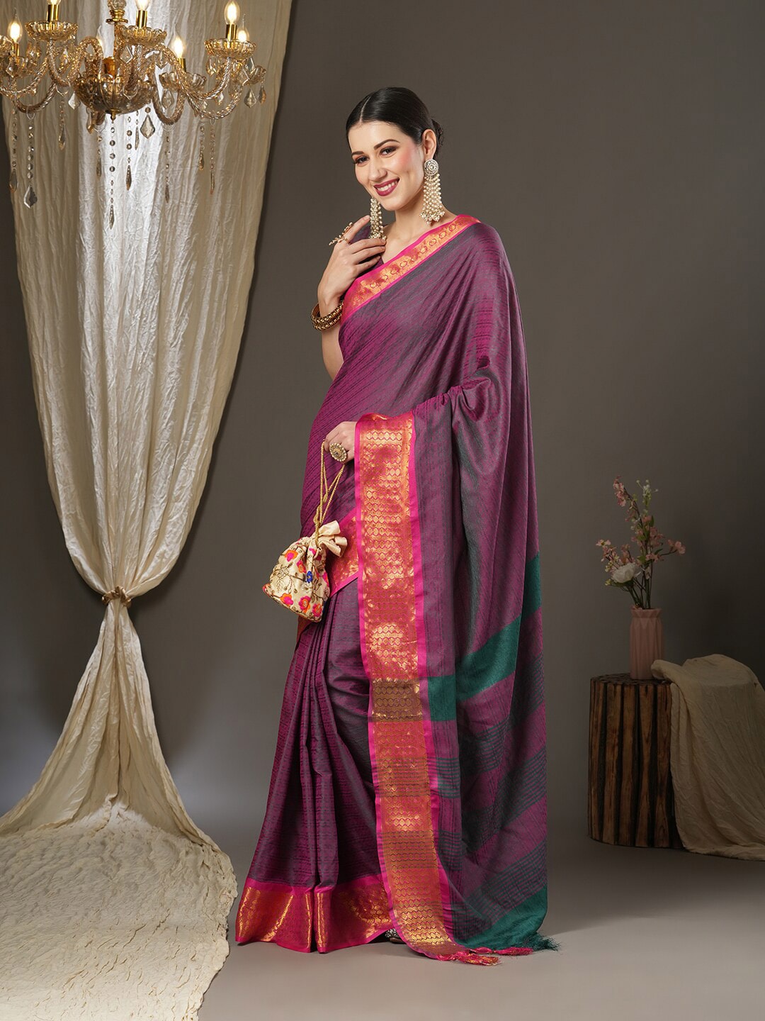 Saree Mall Woven Design Zari Festive Sarees - Distacart