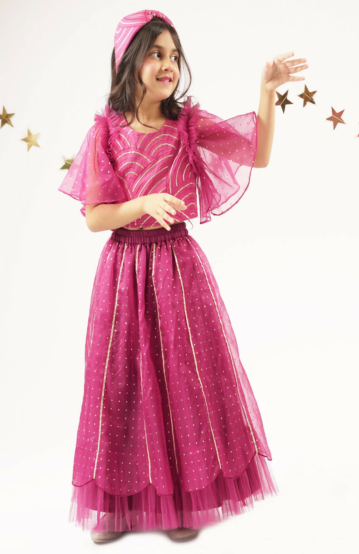 Lil Drama Bollywood Tadka Wine Ghagra Choli Dupatta Set For Girls - Distacart