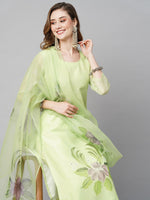 Thumbnail for Kalini Floral Printed Straight Kurta & Trousers With Dupatta - Distacart
