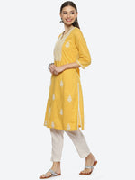 Thumbnail for Biba Women Ethnic Motifs Embroidered Cotton Kurta - Distacart