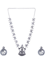 Thumbnail for Cardinal Silver-Toned Oxidised Long Jewellery Set Jewellery Set - Distacart