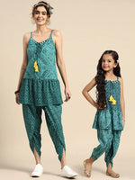 Thumbnail for Sangria Printed Shoulder Straps A-Line Kurti with Dhoti Pants - Distacart