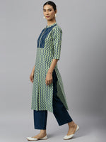 Thumbnail for Khushal K Women Chevron Printed Kurta with Trousers - Distacart