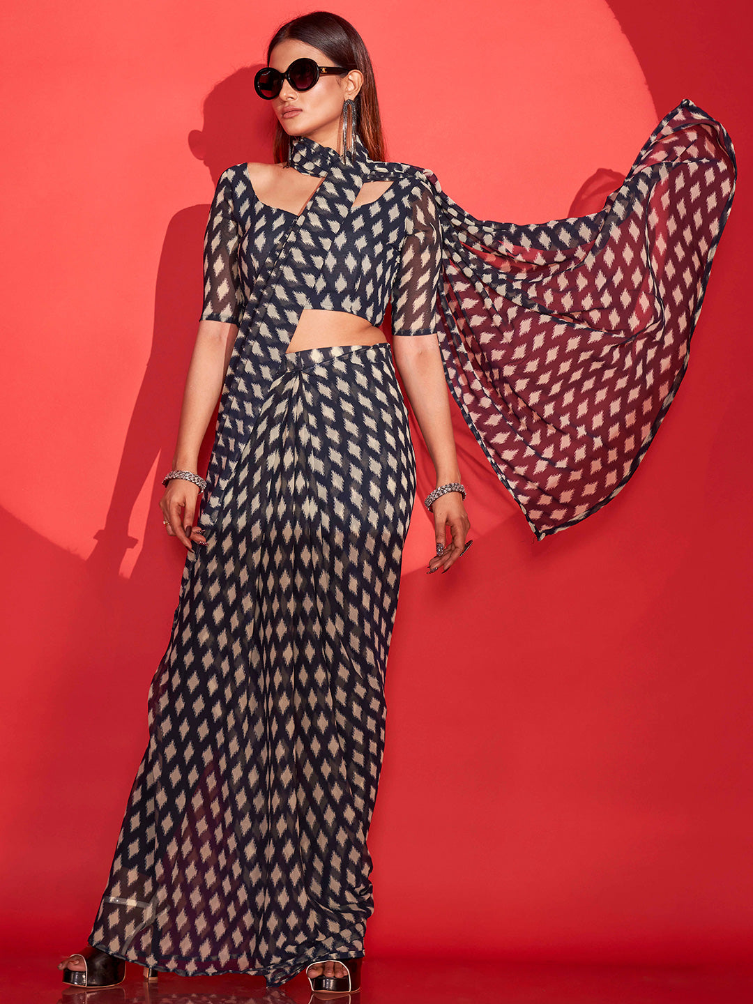 Tikhi Imli Geometric Printed Saree - Distacart
