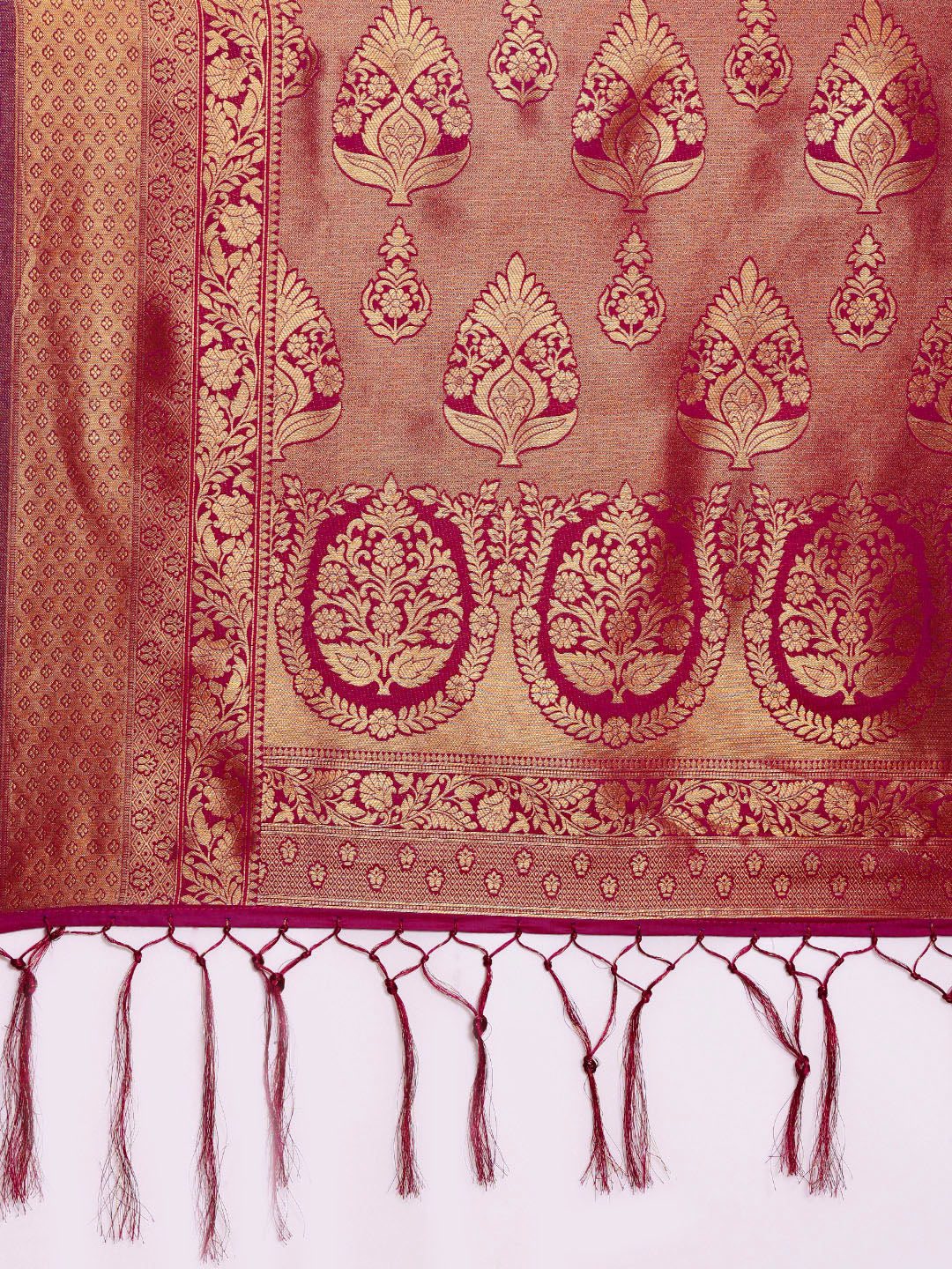 Saree Mall Magenta Ethnic Motifs Zari Silk Blend Banarasi Saree - Distacart