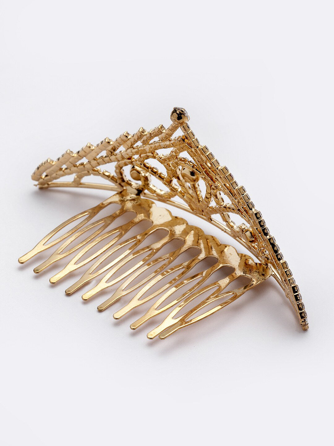 Panash Gold-Toned & White Embellished Comb Pin - Distacart