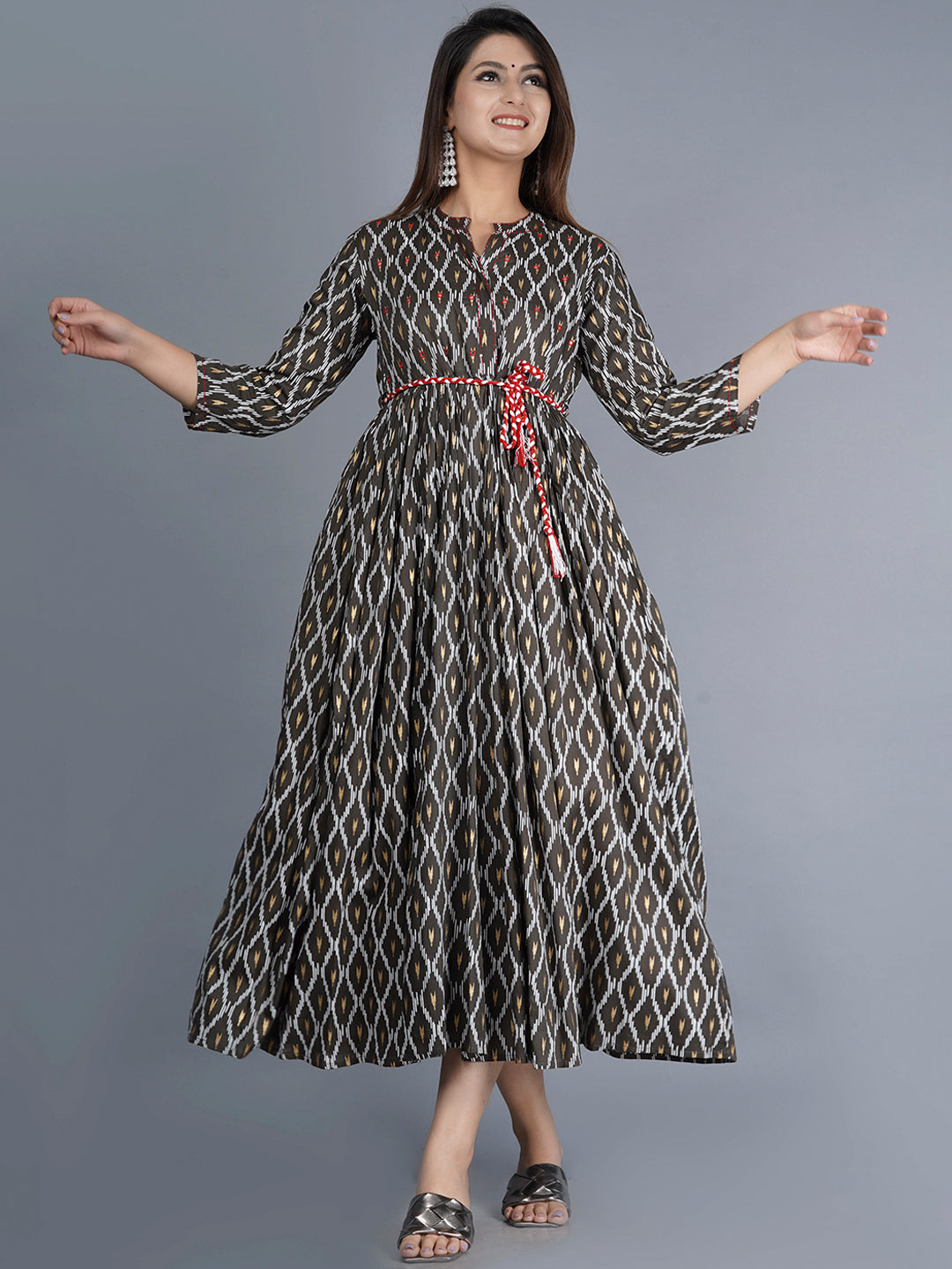 Kalini Women Brown Ethnic Motifs Printed Kurta - Distacart