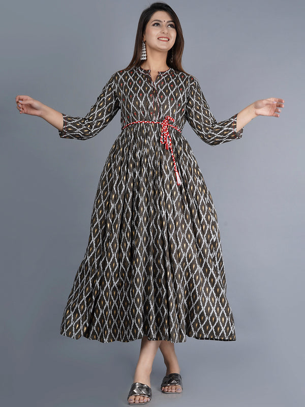 Kalini Women Brown Ethnic Motifs Printed Kurta - Distacart