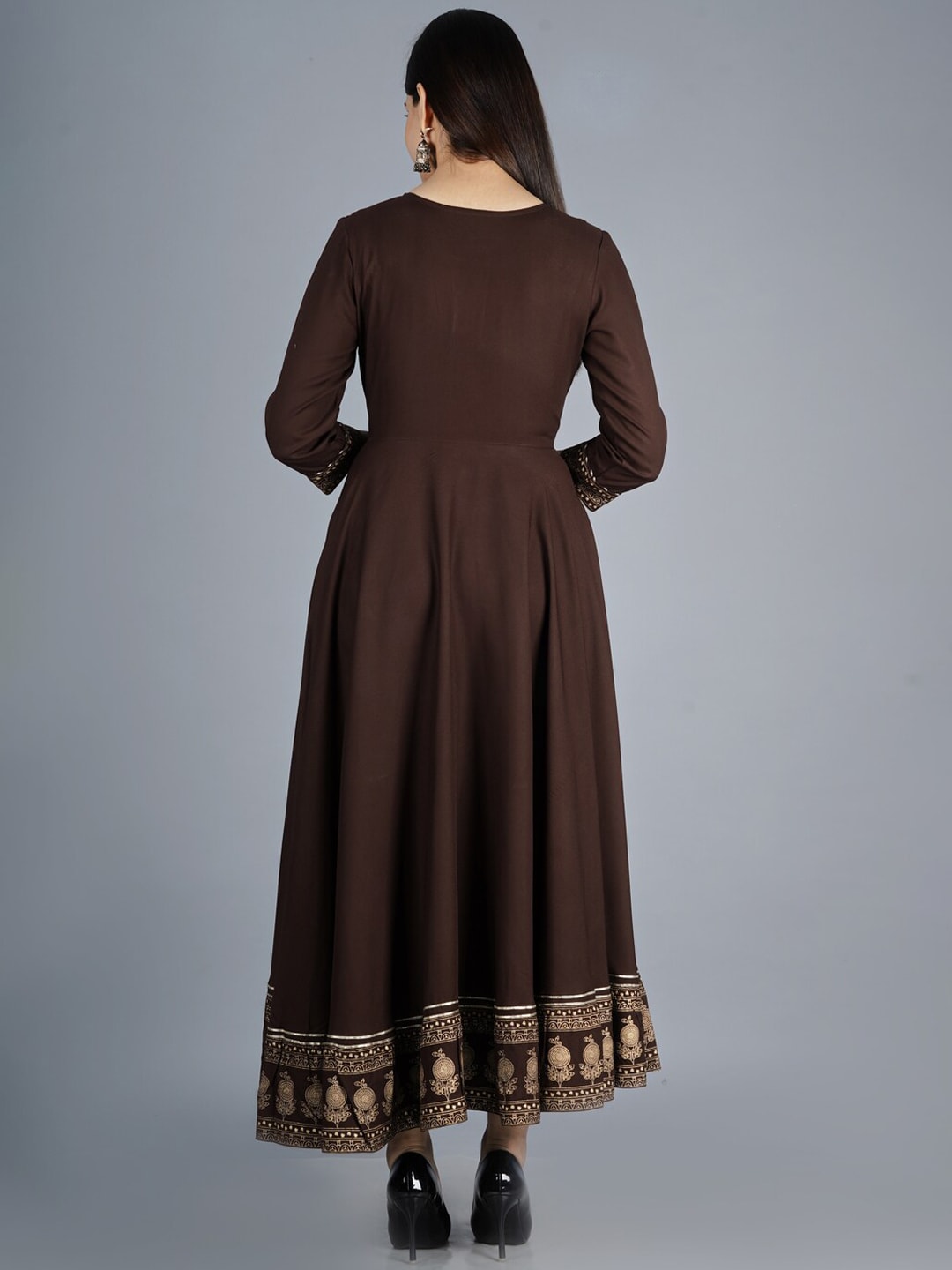 Kalini Women Brown Printed Anarkali Kurta - Distacart