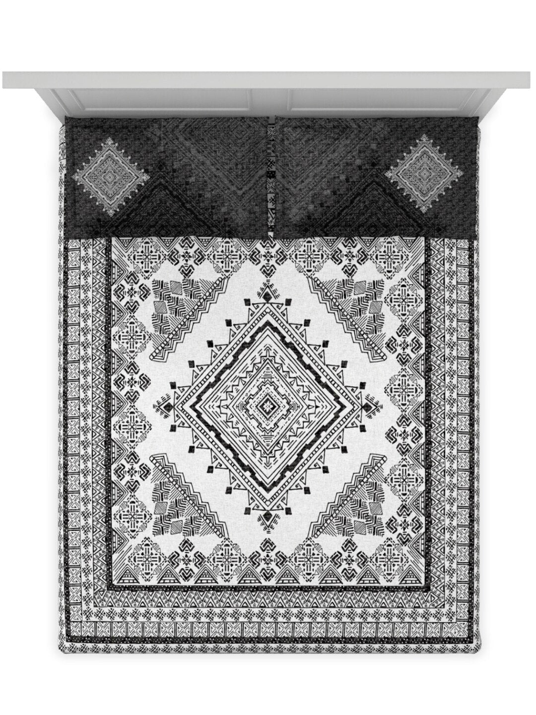 DDecor Live Beautiful Black & White 140 TC Cotton King Bedsheet & 2 Pillow Covers - Distacart