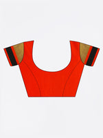 Thumbnail for Saree Mall Red & Gold-Toned Silk Cotton Colourblocked Kanjeevaram Saree - Distacart