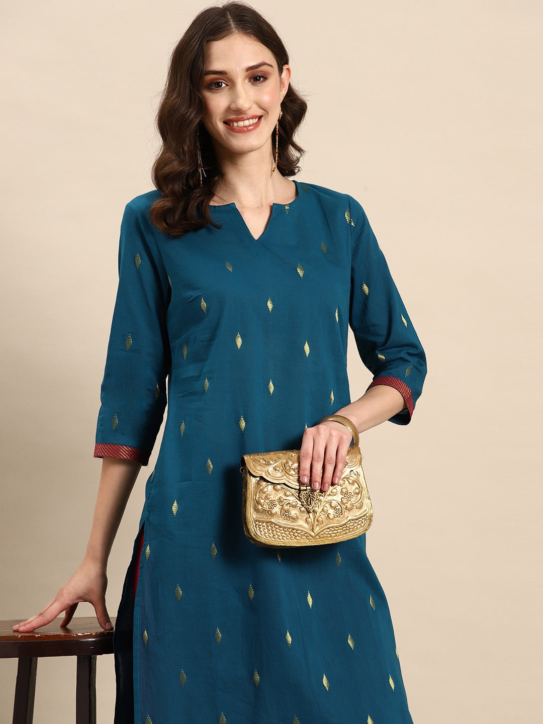 Sangria Geometric Printed Kurta - Distacart