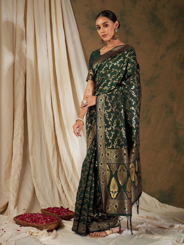 Sangria Woven Design Zari Kanjeevaram Saree - Distacart